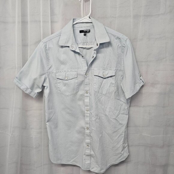 Murano Light Blue Slim Fit Rat Pack Gorpcore Casual Snap Closure Shirt M - Picture 1 of 9